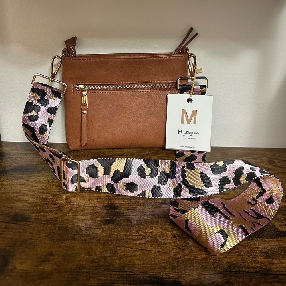 Miztique Crossbody Bag with Leopard Strap 🐆